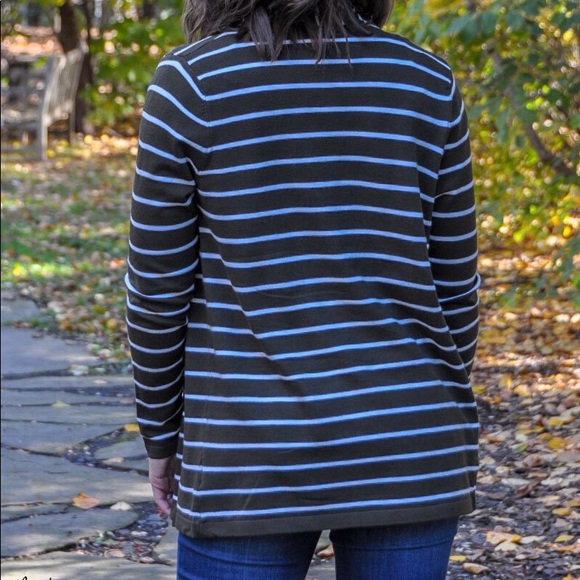 Striped Open Cardigan - Olive - Picture 3 of 4